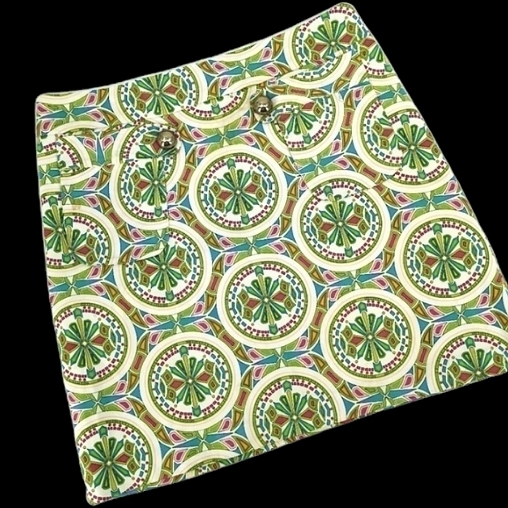 Melly M Women's 2 Colorful Geometric Button Skirt
